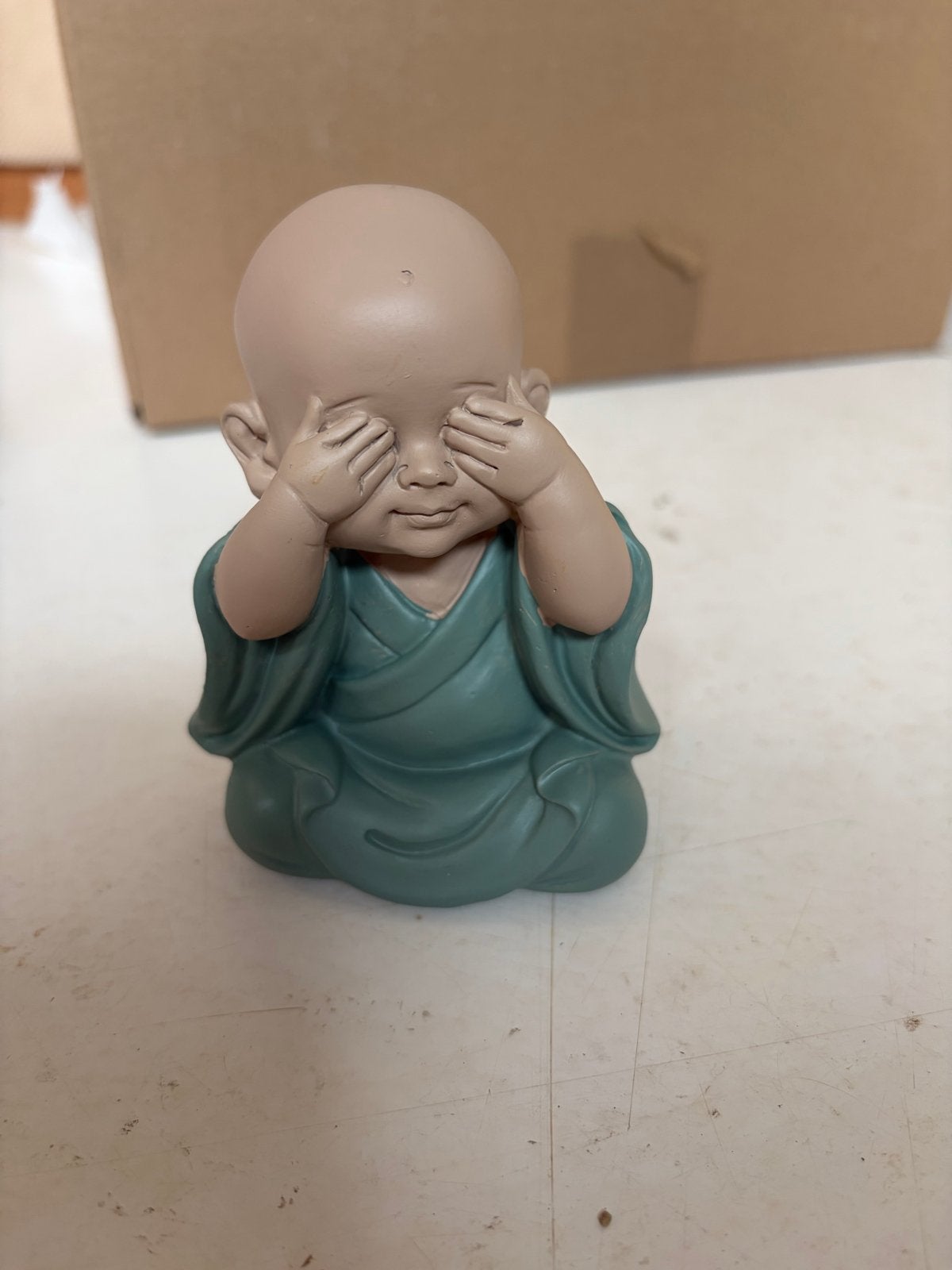 Schattig Boeddha Beeldje - 'Horen, Zien, Zwijgen' - 10cm hoo, Groen, Overige materialen, Nieuw, Ophalen of Verzenden