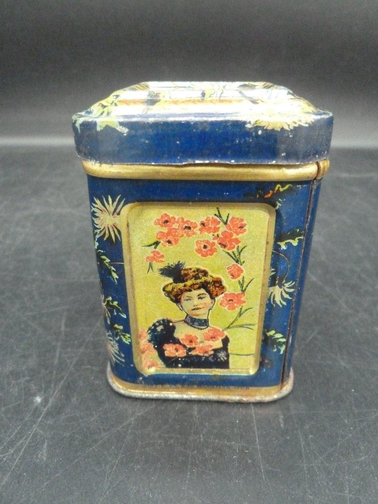Antiek miniatuur thee- of cacao blikje 1910 art-nouveau, Ophalen of Verzenden, Gebruikt, Overige