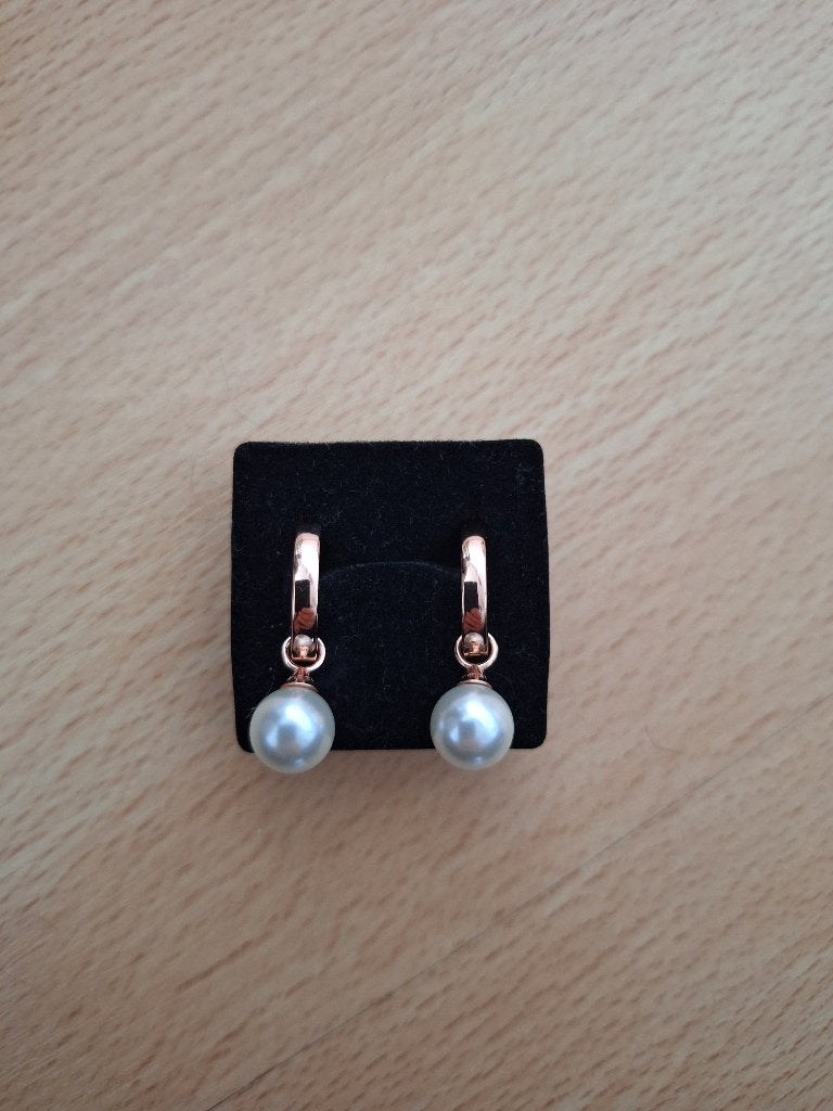 Zinzi klapcreolen oorbellen rose verguld & parel wit hanger, Sieraden, Tassen en Uiterlijk, Ophalen of Verzenden, Zo goed als nieuw