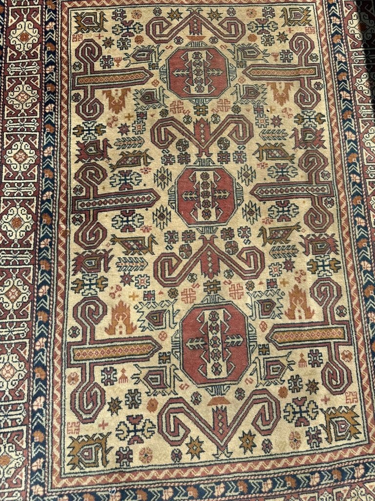 Antieke Shirvan (Sovjet-periode) Tapijt  – 145  107 cm, Gebruikt, Wol, Ophalen of Verzenden, Bruin