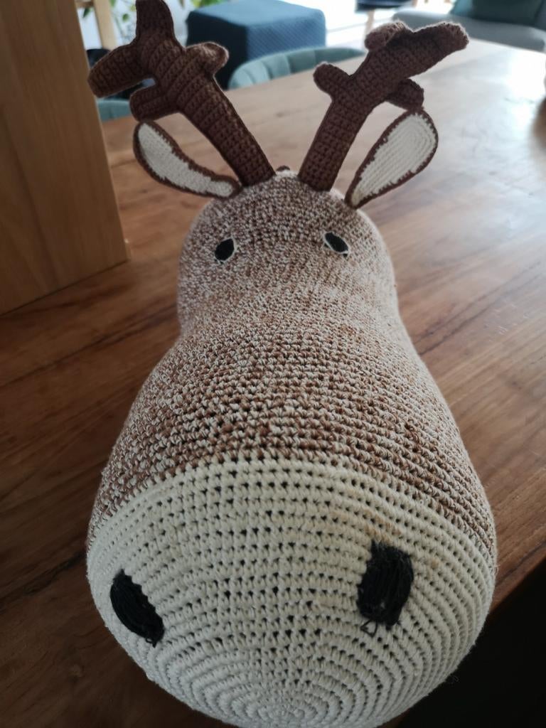 Gehaakte eland hoofd knuffel Anne-Claire Petit, Ophalen, Overige merken, Overige typen, Zo goed als nieuw