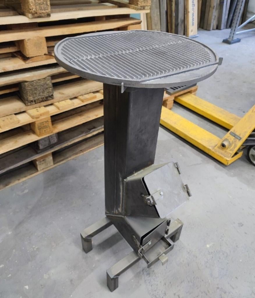 Raketkachel / Turbokachel - campingkachel + grill, gietijzer, Ophalen of Verzenden, Nieuw, Onbekend, Met accessoires