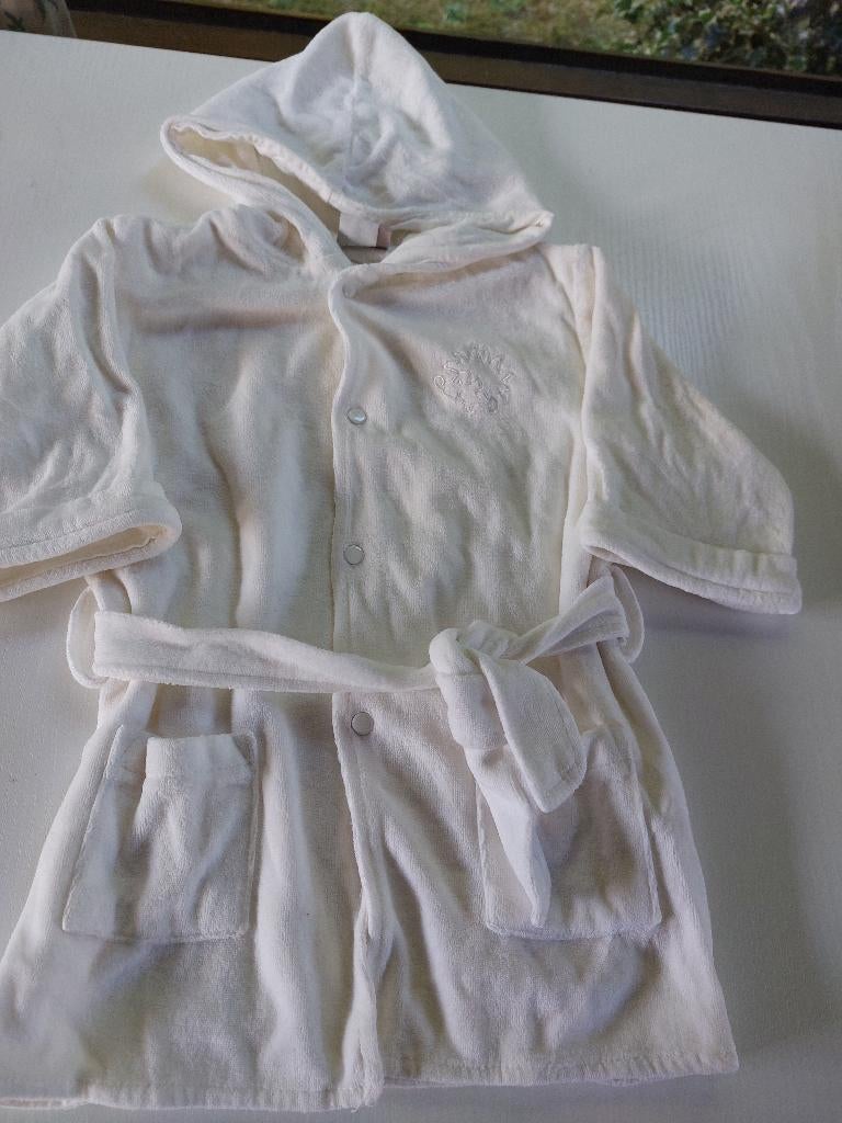 badjasje mt. 74 met capuchon, ceintuur, 2 zakjes, wit, lees, Kinderen en Baby's, Babykleding | Maat 74, Ophalen, Nacht- of Onderkleding