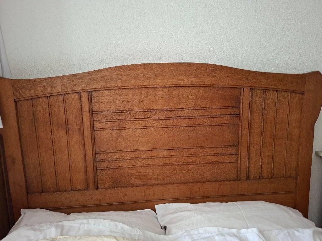 Bed eiken  130 x 200, Huis en Inrichting, Ophalen, Gebruikt, Bruin, 200 cm