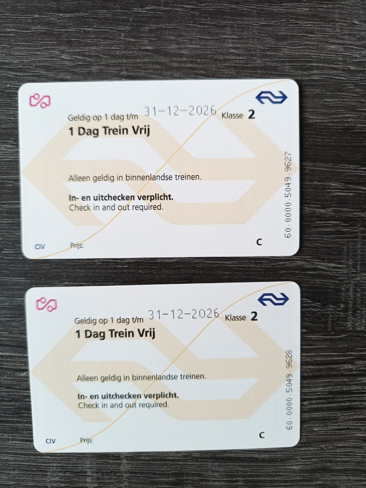 2x dagkaart trein, Twee personen, Trein, Algemeen kaartje
