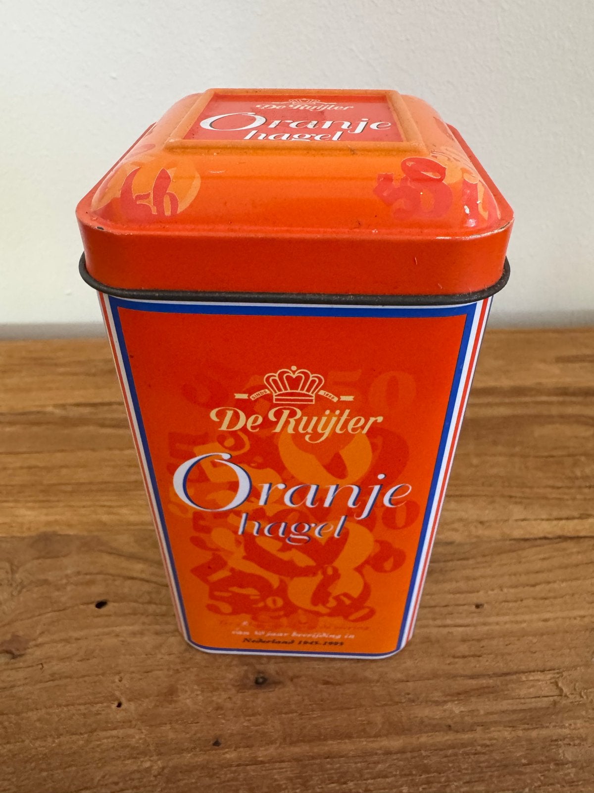 De Ruijter Oranje Hagel blik 50 jaar bevrijding 1945-1995, Verzamelen, Ophalen of Verzenden, Overige soorten, Nederland