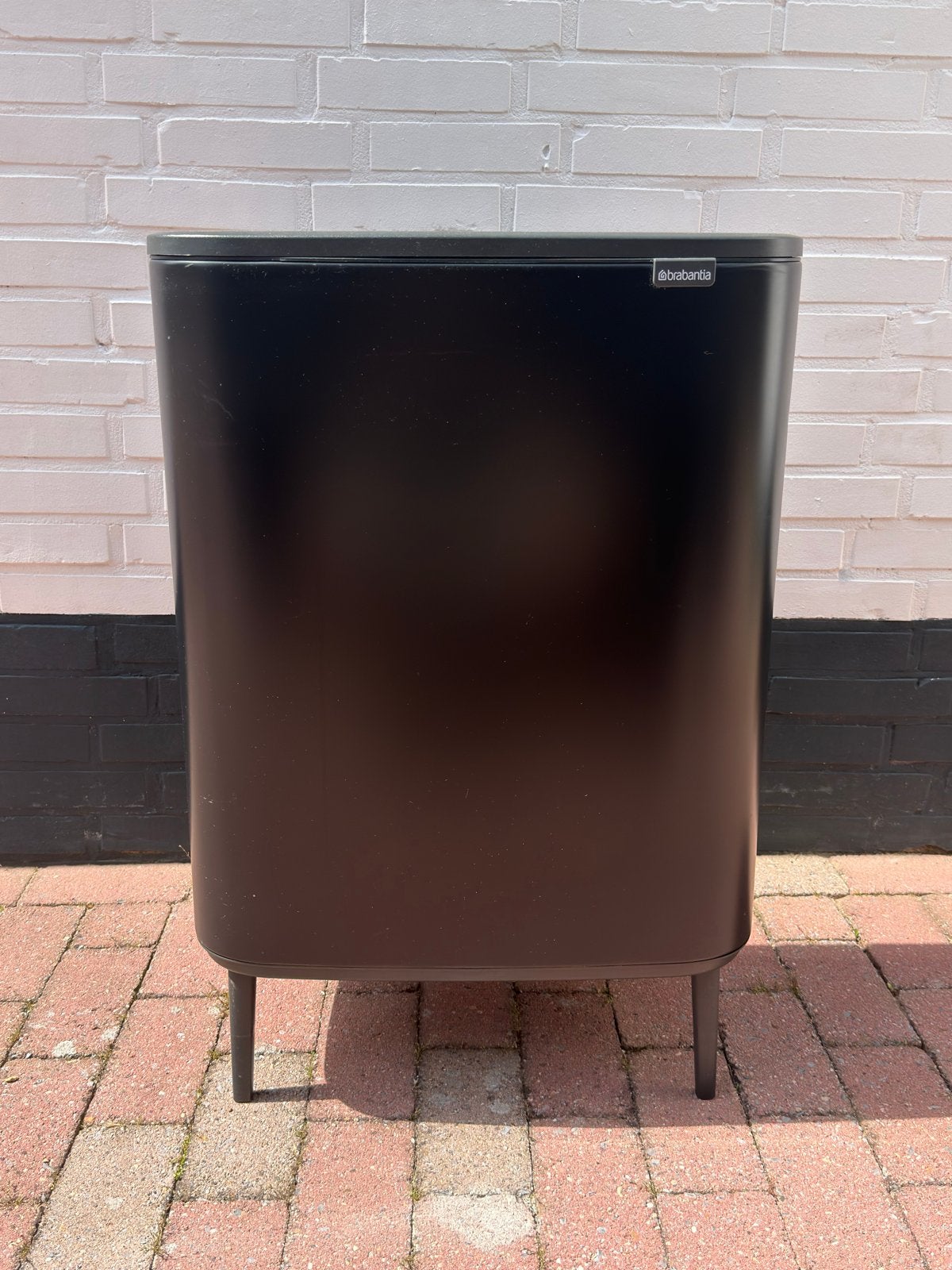 Brabantia Bo afvalbak mat zwart 60L + originele zakken, Ophalen, 40 liter of meer, Zo goed als nieuw, Metaal