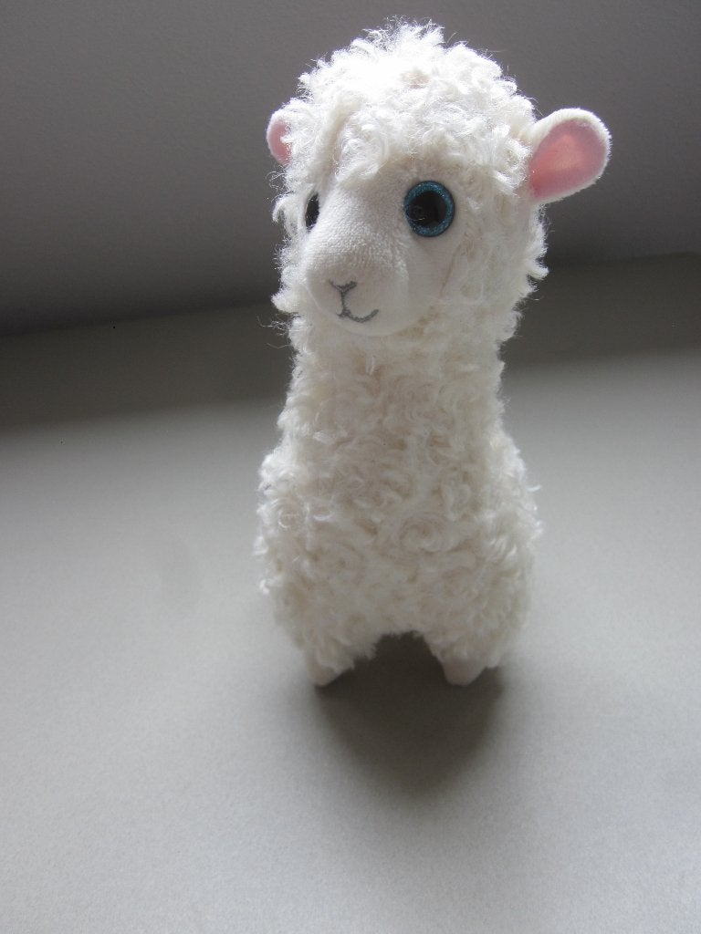 TY Lily wit ruwharig pluche lama/alpaca knuffel 22cm, Overige karakters, Overige typen, Wasbaar, Ophalen of Verzenden