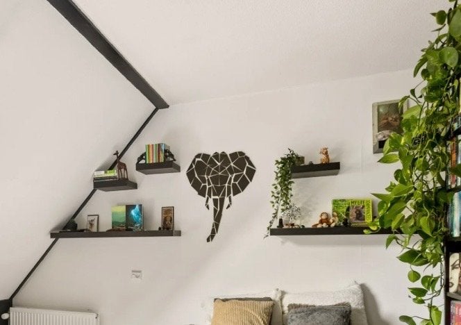 6 IKEA LACK wandplanken, zwartbruin (2 groot, 4 klein), Ophalen, Gebruikt