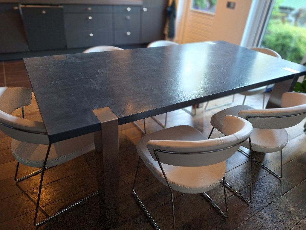 Eettafel met 6 stoelen, Huis en Inrichting, Tafels | Eettafels, Ophalen, Gebruikt, Eikenhout, 50 tot 100 cm