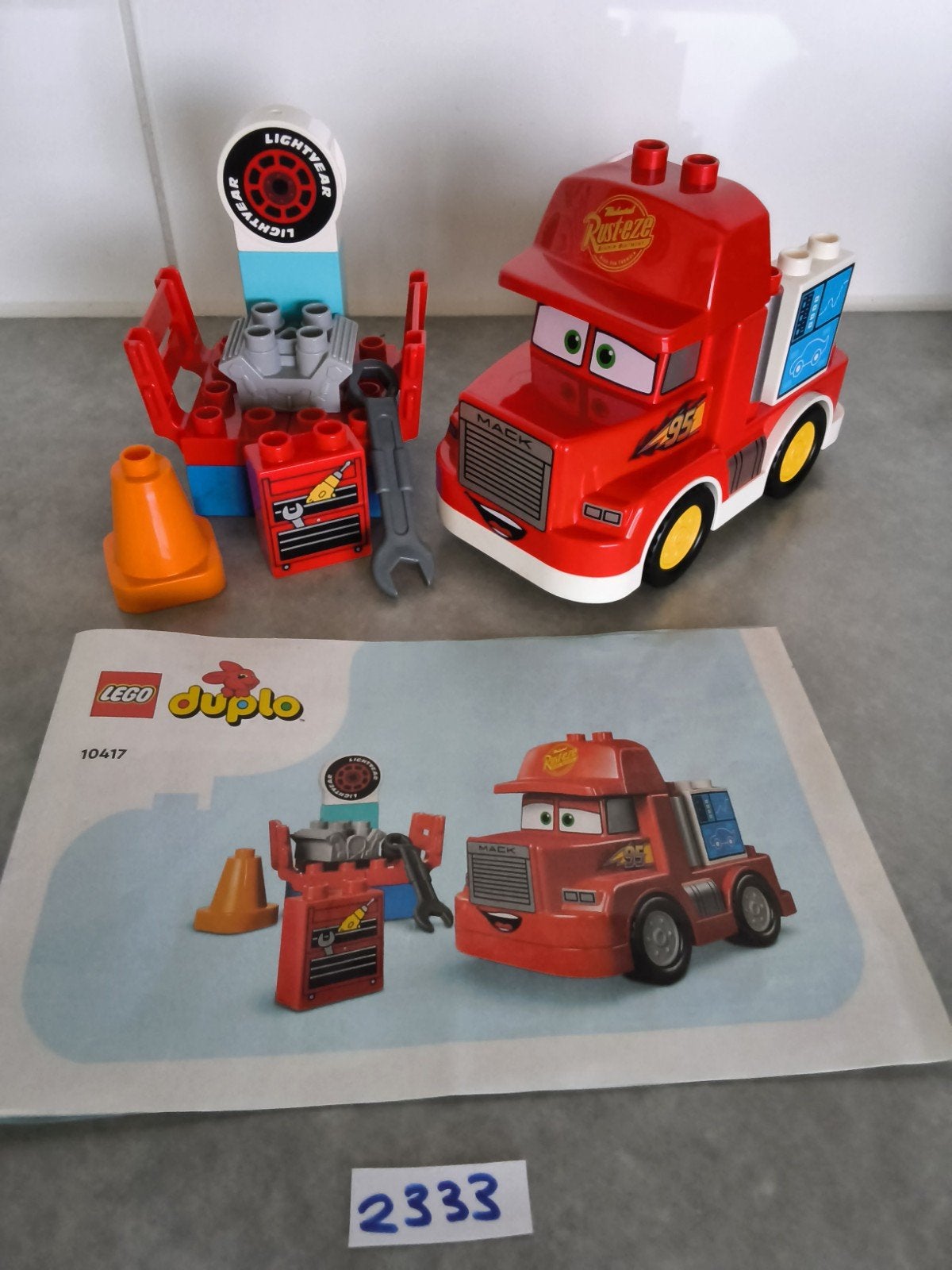 LEGO Duplo Mack's Race Day (10417) - Cars, Gebruikt, Overige thema's, Compleet, Ophalen of Verzenden