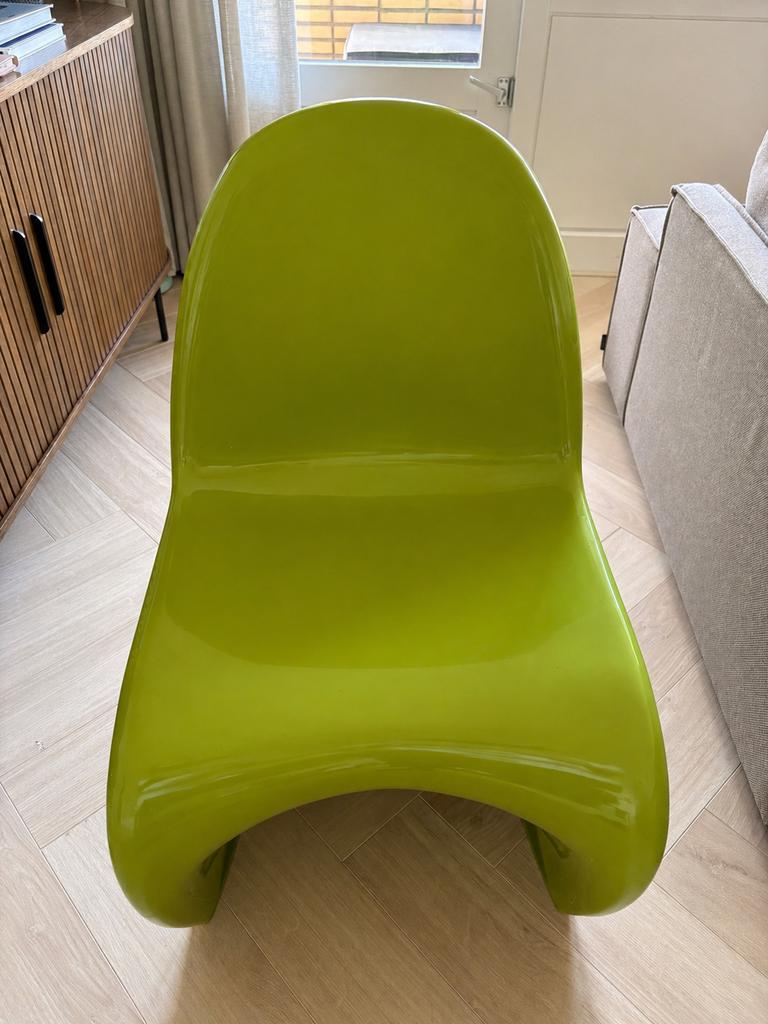 Design stoel in felgroen - Panton stijl (not original Vitra), Ophalen, Kunststof, Gebruikt, Overige kleuren