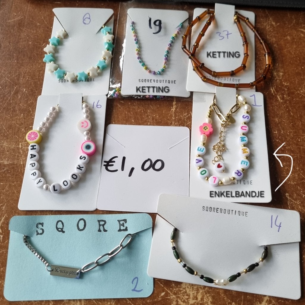 Sieraden bodemprijs armbandjes ketting enkelbandje roestvrij, Overige materialen, Overige kleuren, Nieuw, Met bedels of kralen