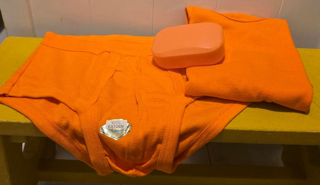 Nieuw heren ondergoed mt L vintage/retro oranje, Ophalen of Verzenden, Nieuw