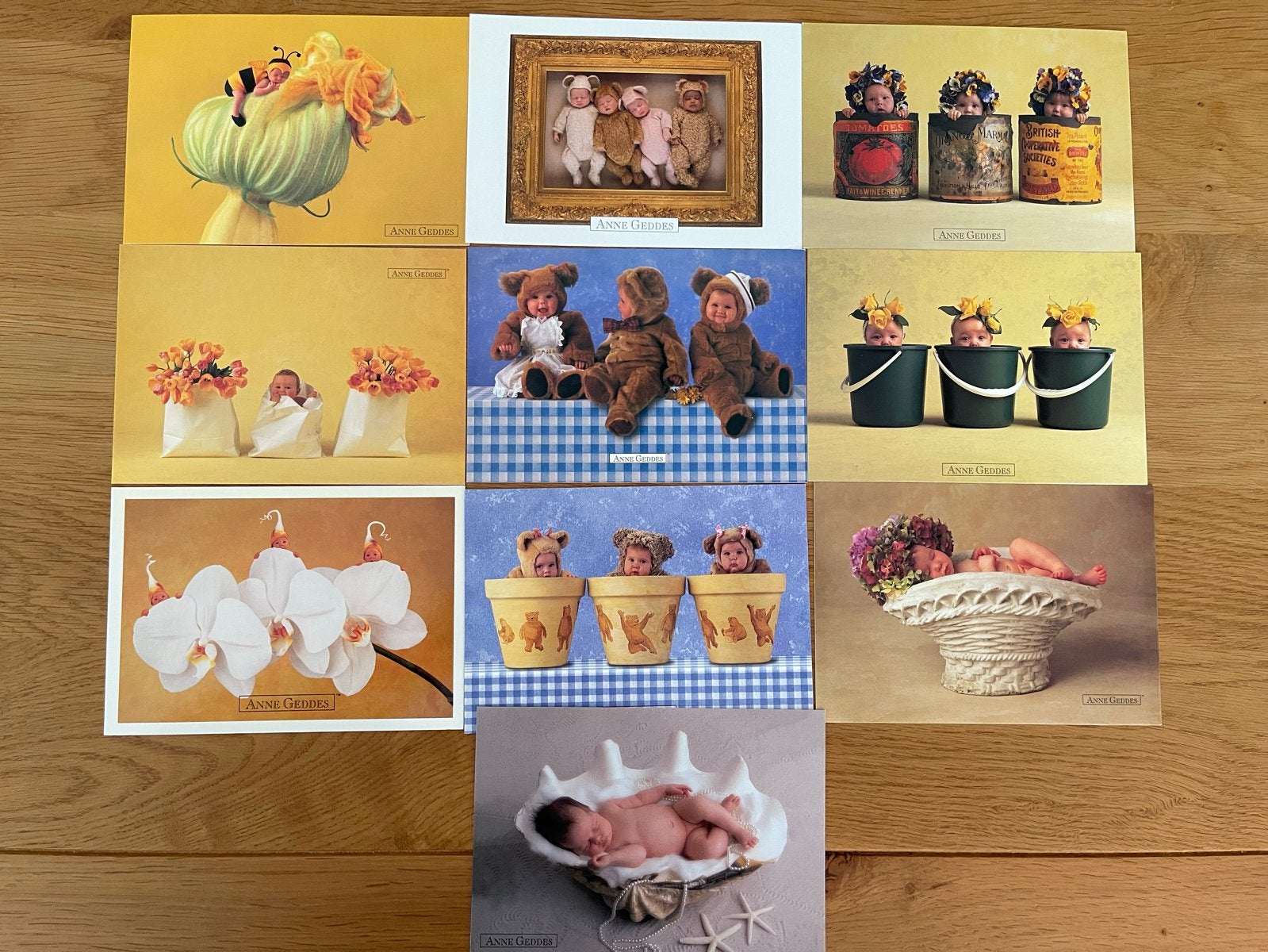 Set van 12 Anne Geddes kaarten - Baby's in bloemen en dieren, Ophalen of Verzenden, 1980 tot heden, Ongelopen