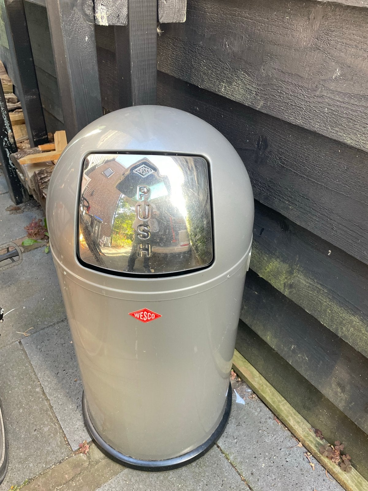 Wesco Pushboy 50 liter vuilnisbak - Lichtgrijs, 40 liter of meer, Ophalen, Gebruikt, Metaal
