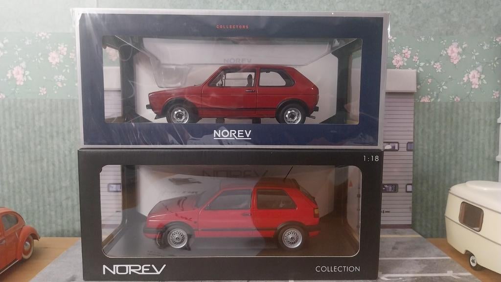 Volkswagen golf gti mk1 + mk2 rood norev, Ophalen of Verzenden, Nieuw, Auto, Norev