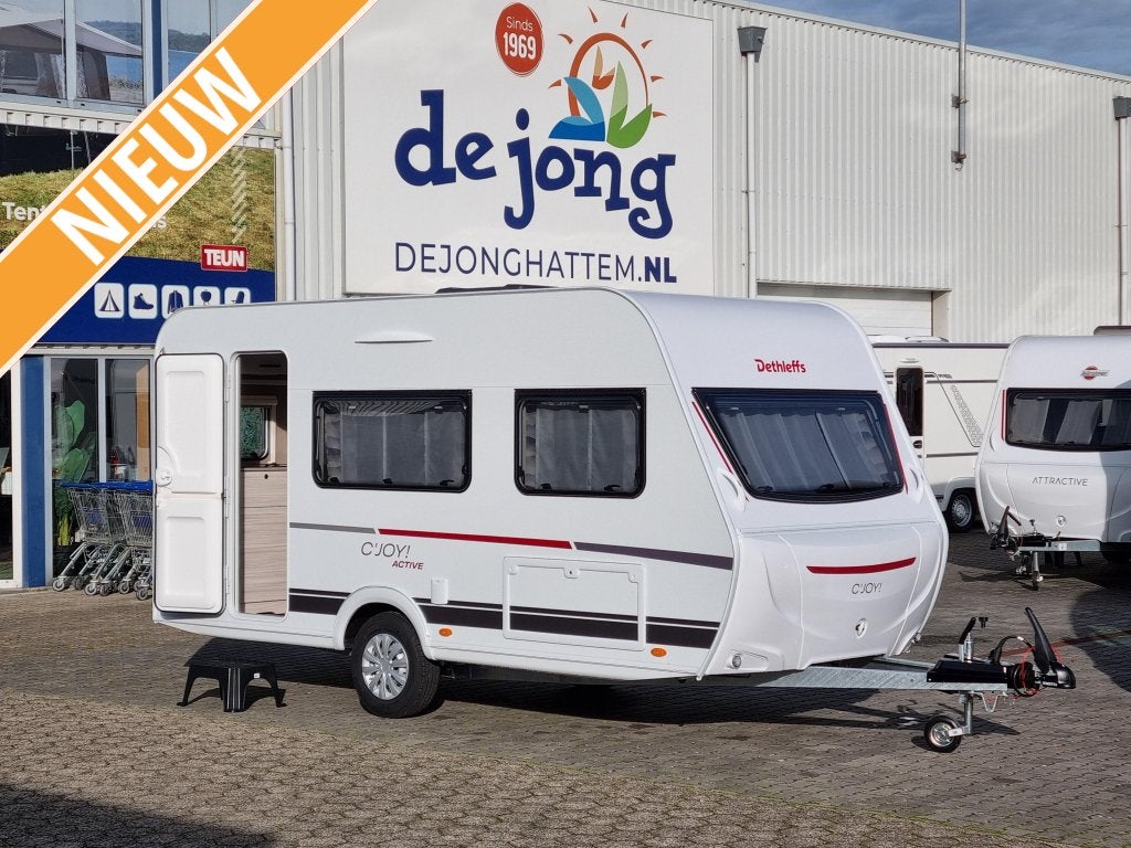 Dethleffs C'Joy 420 QSH Active, Caravans en Kamperen, Schokbreker, Bedrijf, Treinzit, Tot en met 3