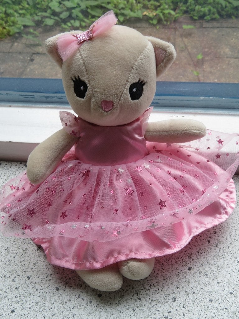 Poes merk H&M Hennes Mauritz roze glitterjurk en strikje, Ophalen of Verzenden, Zo goed als nieuw, Kat, Wasbaar