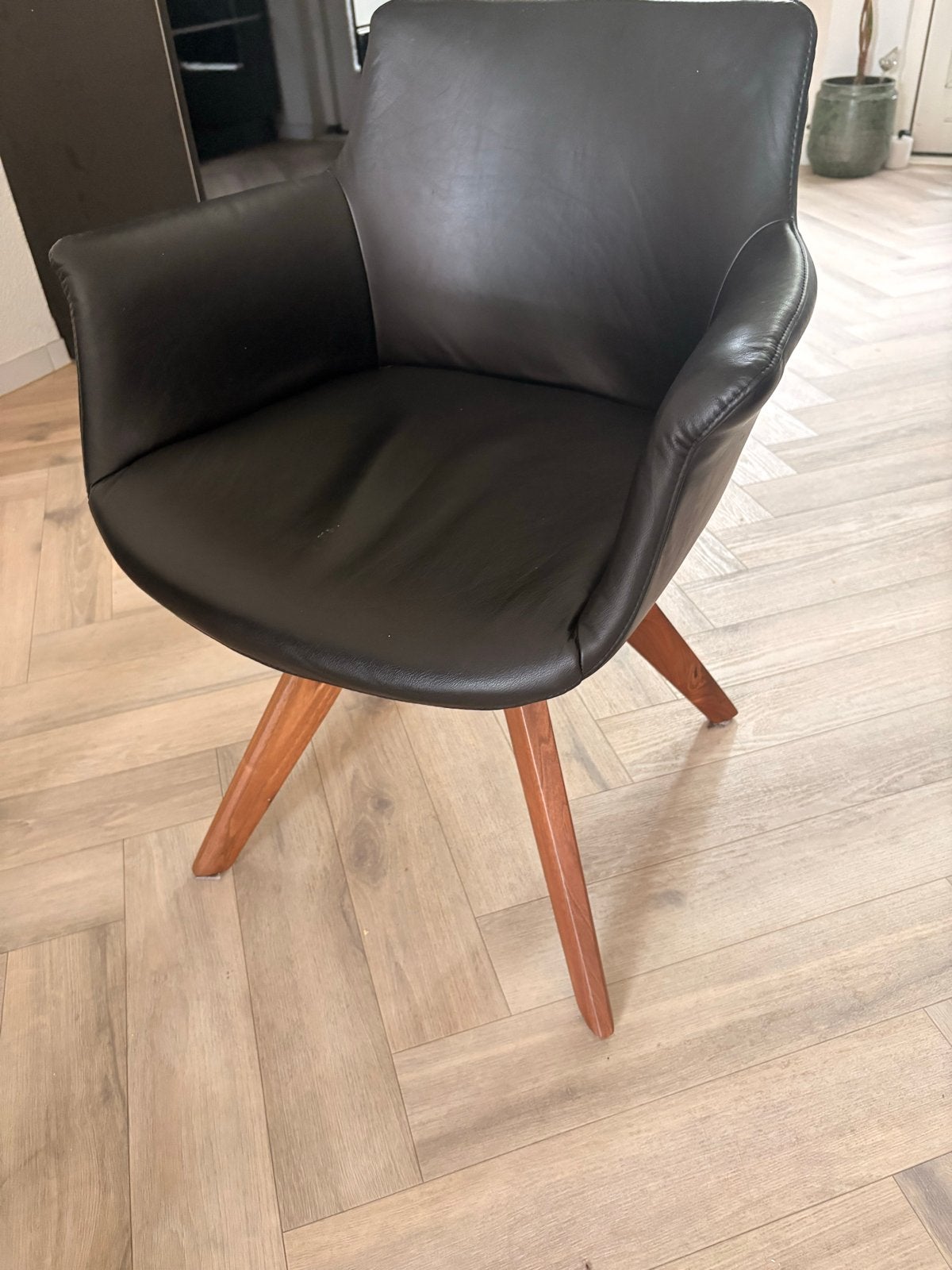 3x GRATIS Goossens Avion stoelen leer, zo goed als nieuw, Huis en Inrichting, Stoelen, Drie, Zwart, Leer, Ophalen of Verzenden