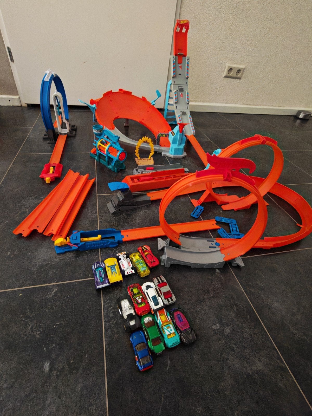 Hot Wheels racebanen met 12 auto's, Ophalen, Hot Wheels, Handmatig, Met looping