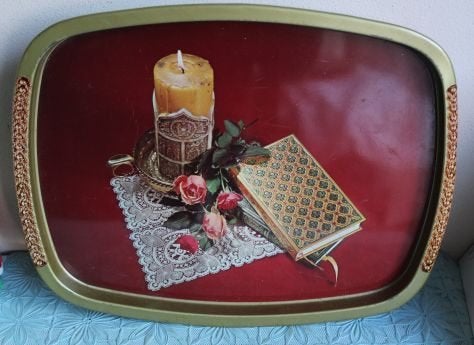 Koektrommel met dienblad als deksel - vintage jaren '60-'70, Ophalen of Verzenden