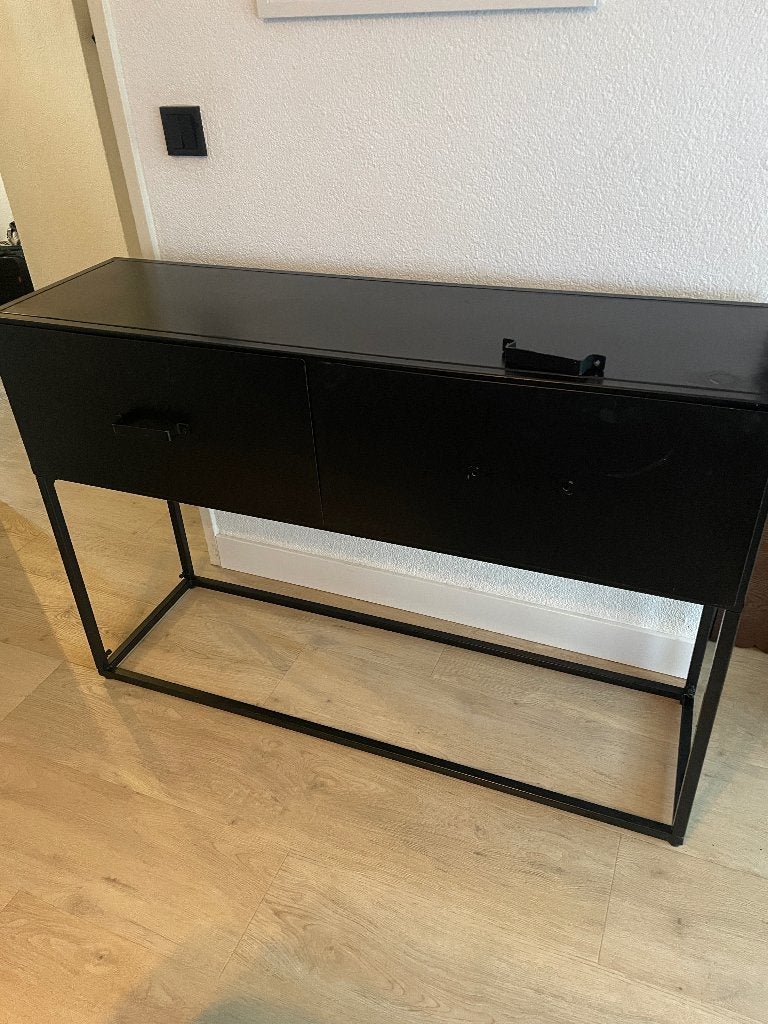 Stalen dressoir kast zwart, Ophalen, Gebruikt, 100 tot 150 cm, Metaal
