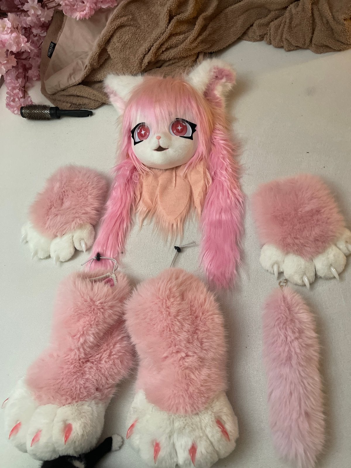 Furry pak roze heel cute, Kinderen en Baby's, Carnavalskleding en Verkleedspullen, Ophalen of Verzenden, Zo goed als nieuw, 146 t/m 152