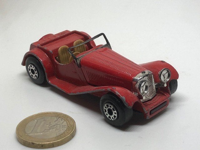 Jaguar SS 100 Rood, Matchbox, Ophalen of Verzenden, Gebruikt, Auto, Matchbox