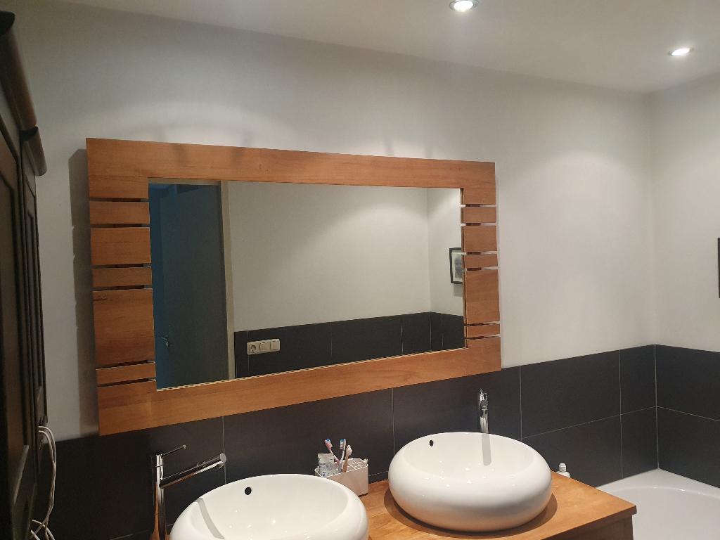 Spiegel met mooie houten design lijst, Ophalen, 125 cm of meer, Zo goed als nieuw, Minder dan 100 cm