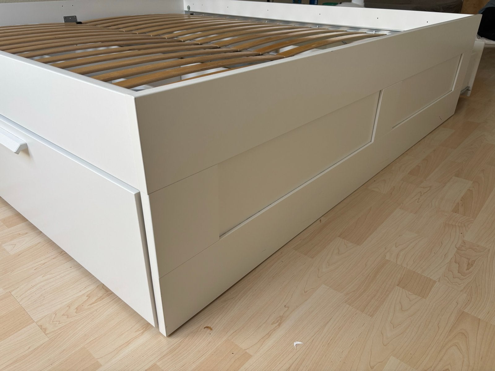 Tweepersoonsbed met lades - Wit (180x200 cm) Brimnes, Ophalen, Gebruikt, Wit, Tweepersoons