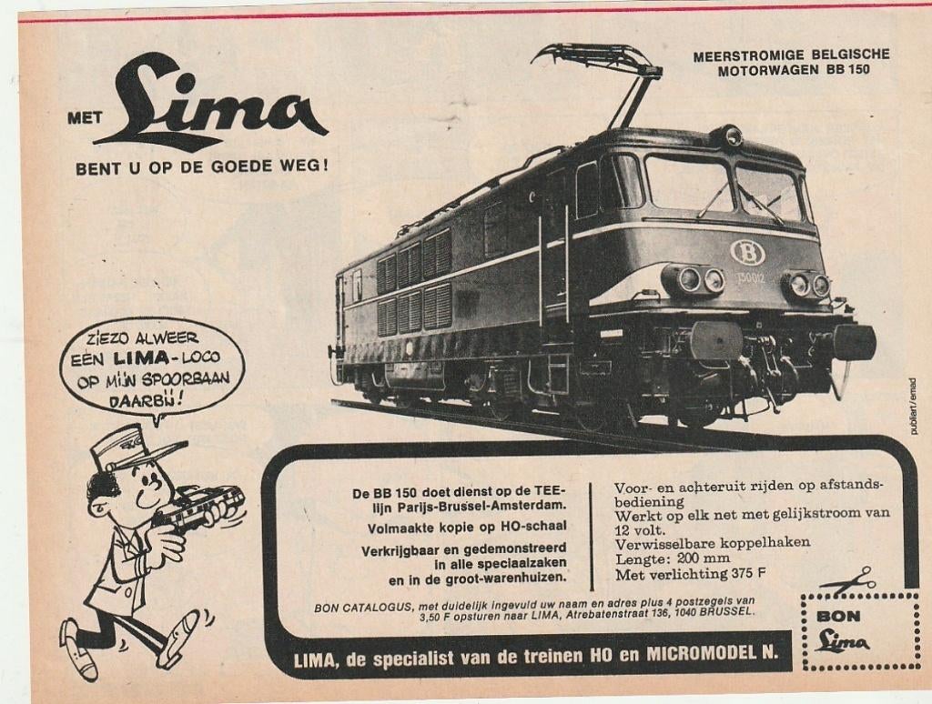 Retro reclame 1969 Lima modeltrein Belgische lok, Verzamelen, Retro, Overige typen, Verzenden