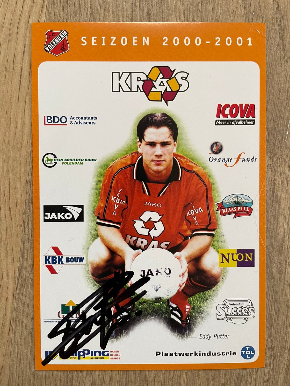 Fotokaart Eddy Putter (FC Volendam)., Ophalen of Verzenden, Nieuw, Overige binnenlandse clubs, Spelerskaart