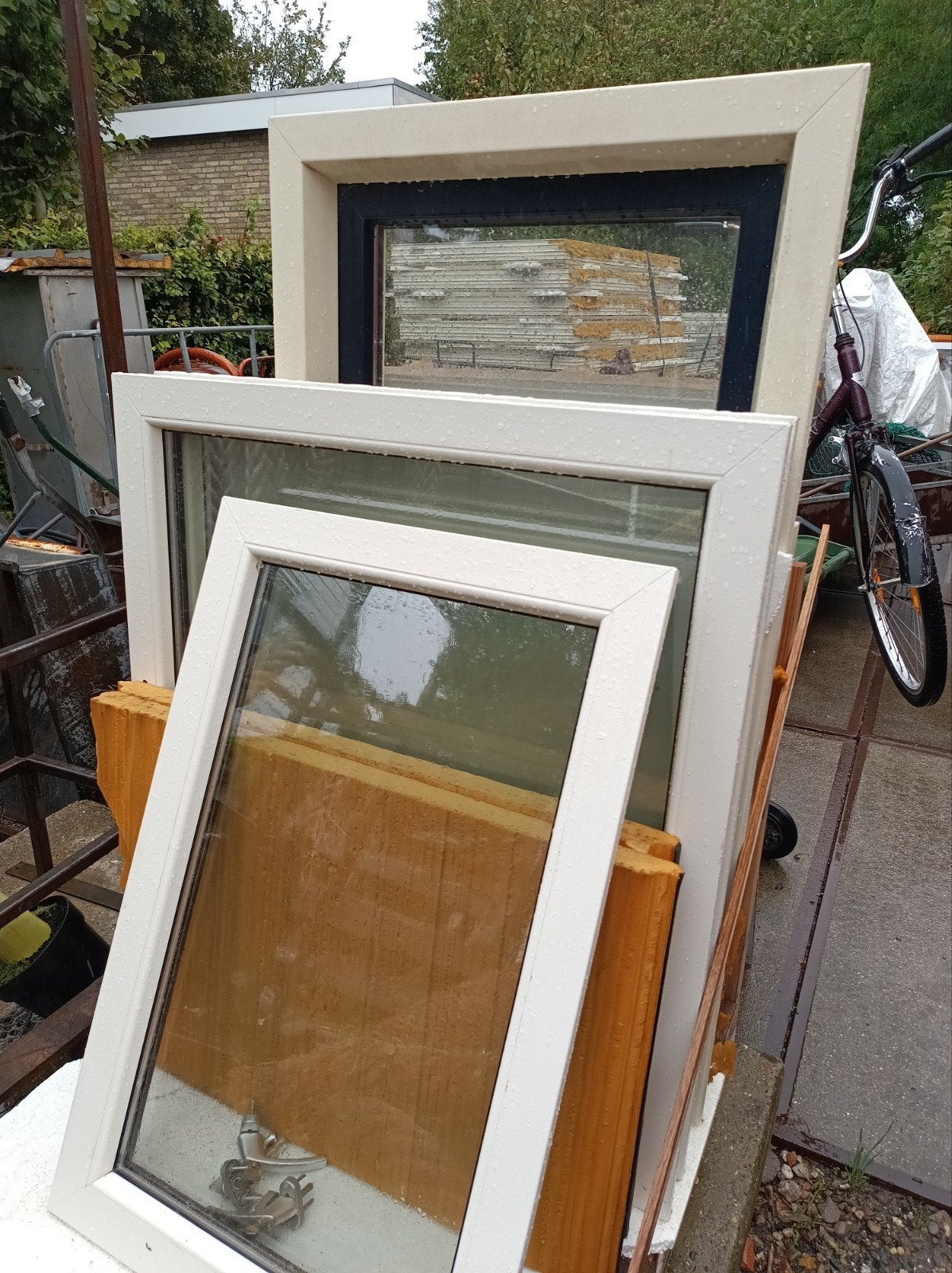 8 nieuwe kunststof kozijnen met glas, kantel-kiep, Ophalen, Nieuw, Gevelraam of Ruit, Dubbelglas