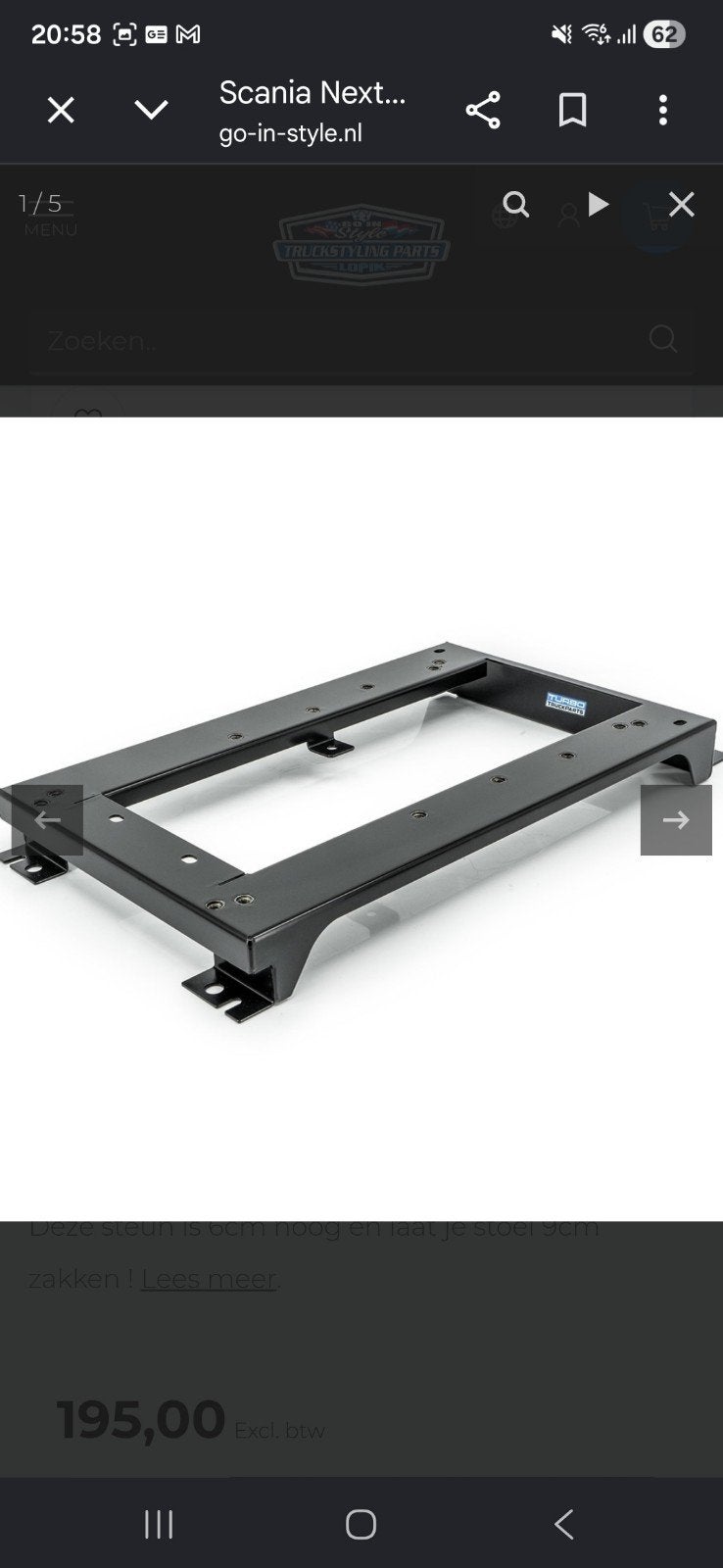 Turbo Truckparts Scania Nextgen Stoelframe extra laag - 6cm, Ophalen of Verzenden, Nieuw