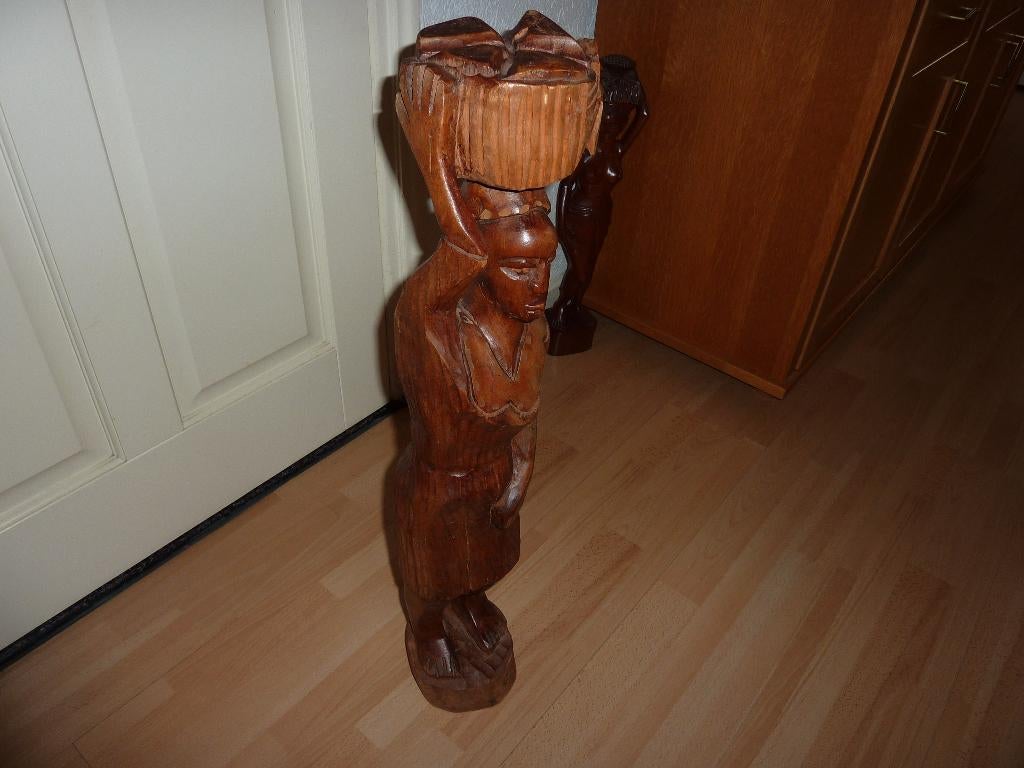 groot oud houten beeld afrika, Antiek en Kunst, Kunst | Beelden en Houtsnijwerken, Houtsnijwerk, Hout, Afrika, Man