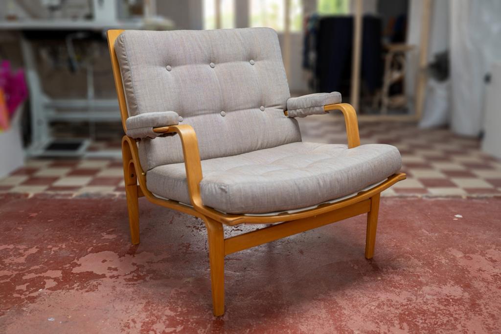 Bruno Mathsson 'Ingrid' fauteuil, Eenpersoons, Ophalen of Verzenden, Zo goed als nieuw, Minder dan 150 cm