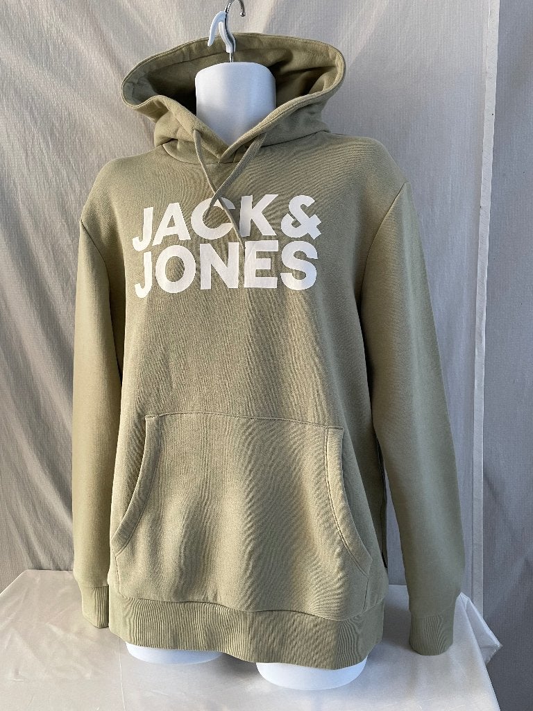 Jack & Jones khaki groene hoodie met groot logo maat XL, Overige kleuren, Maat 56/58 (XL), Ophalen of Verzenden, Zo goed als nieuw