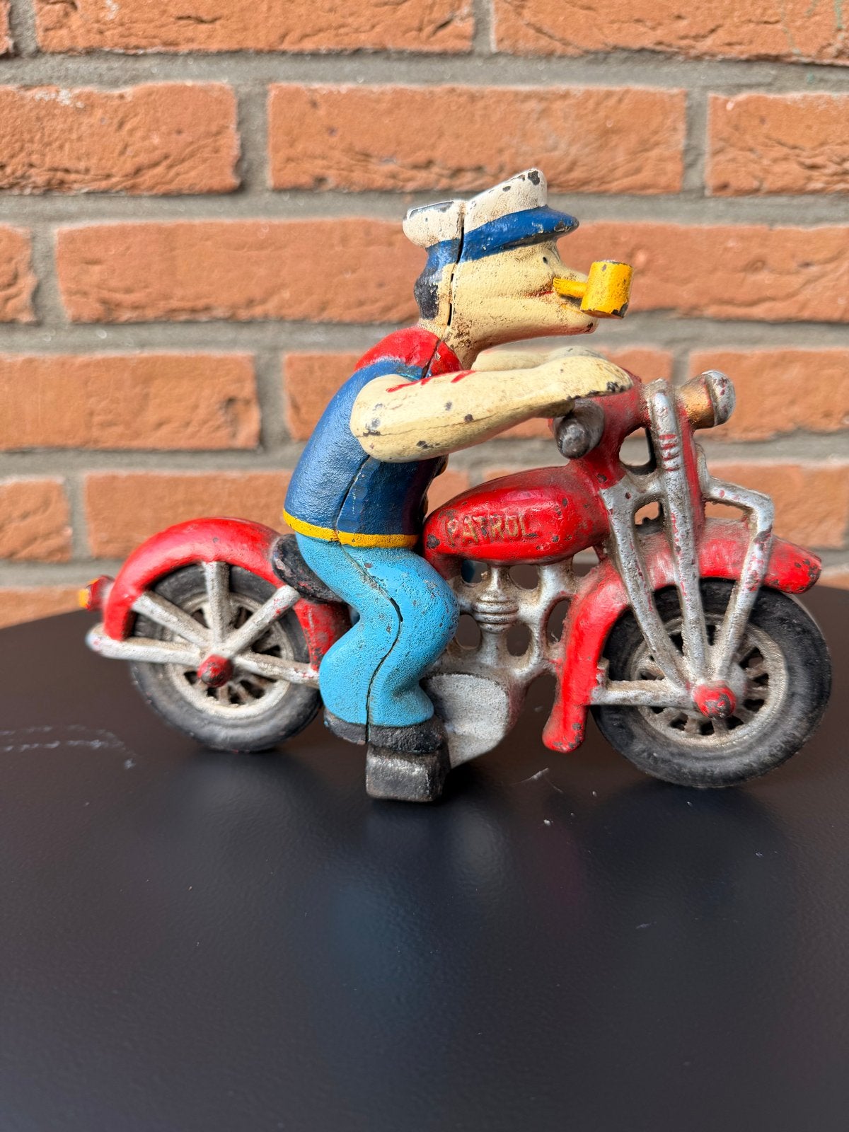 Vintage Popeye op Motor Spaarpot - Gietijzer, Ophalen, Gebruikt