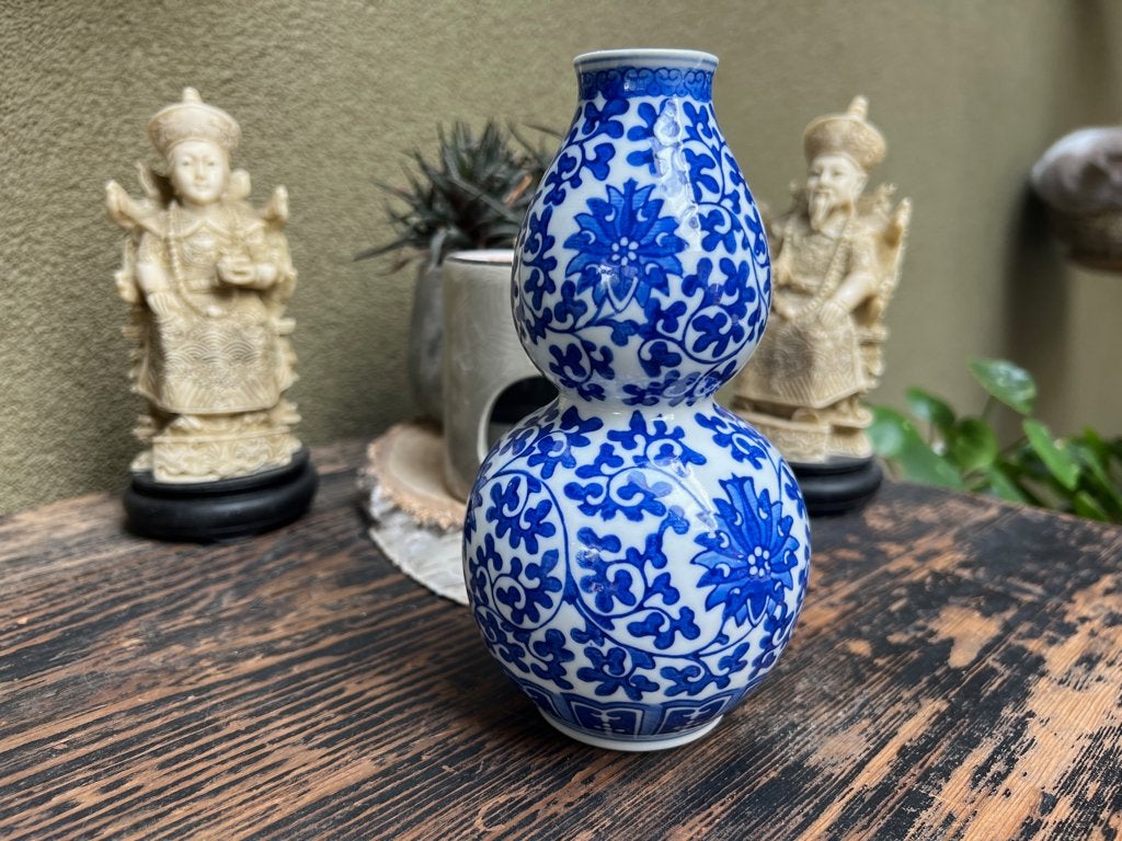 Chinese vaas porselein chinees blauw wit vintage, Ophalen of Verzenden