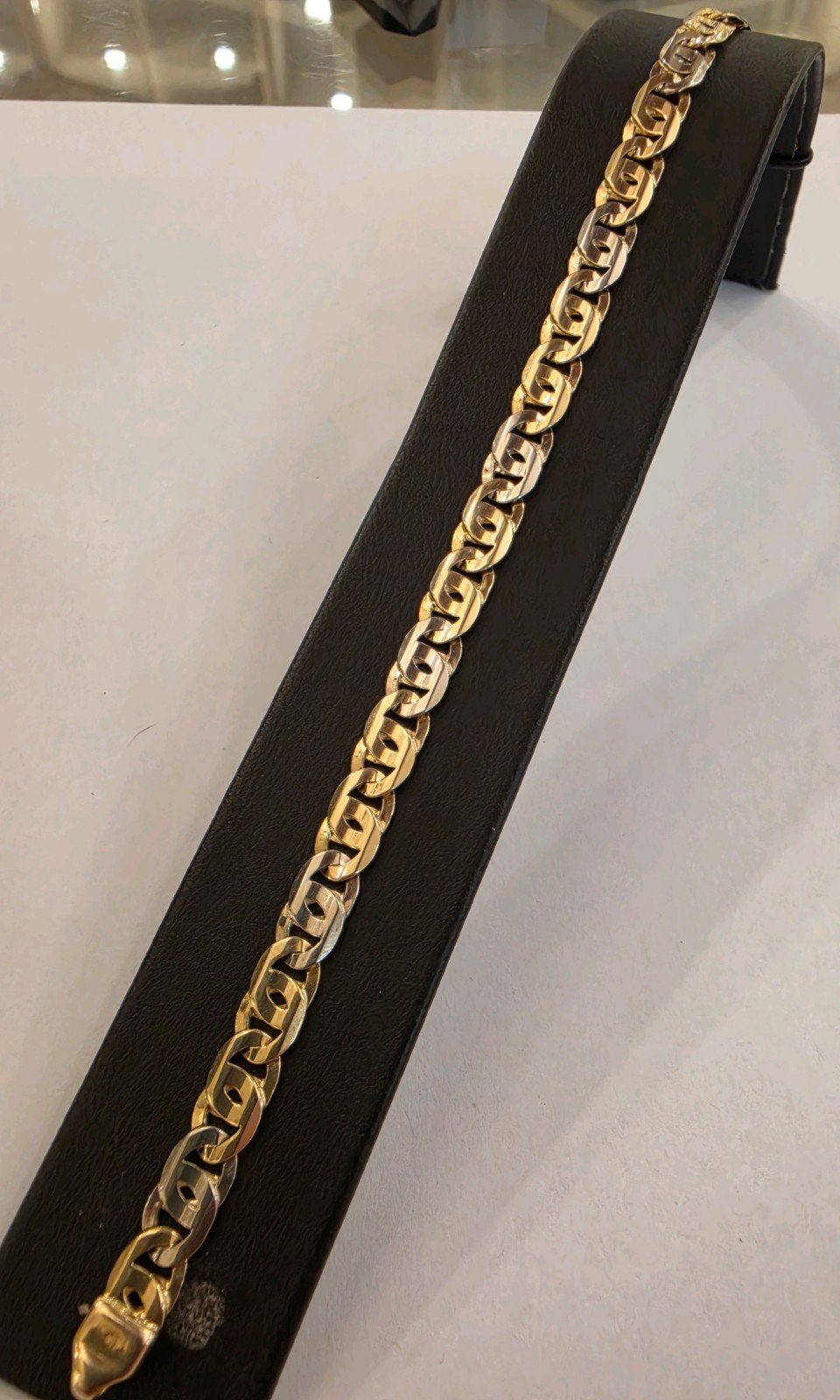 14 karaats gouden bicolor Rolex / Valkenoog schakel armband, Ophalen of Verzenden, Zo goed als nieuw, Goud, Goud