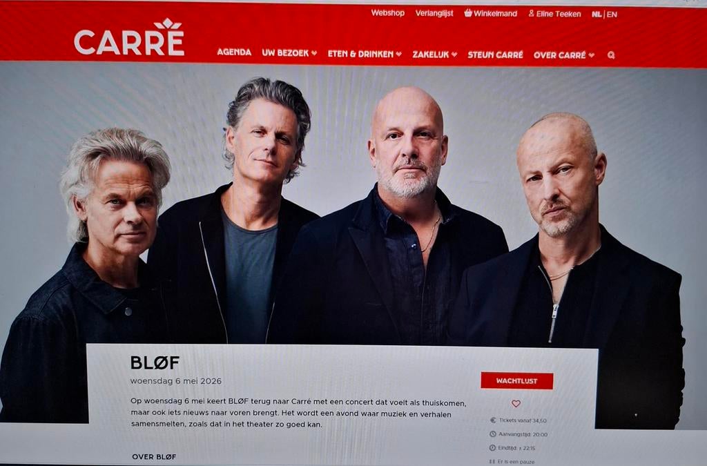1 kaartje voor Blof, Carré Amsterdam, 6 mei 2026, Tickets en Kaartjes, Eén persoon, Mei, Rock