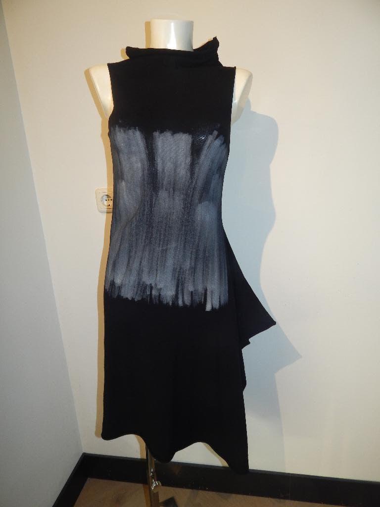 Sarah Pacini aparte zwarte jurk uitstaand deel wit print one, Verzenden, Sarah Pacini, Zwart, Maat 42/44 (L)