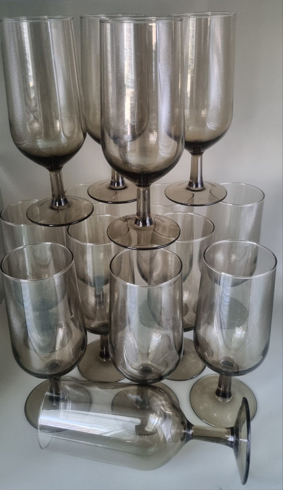 14 vintage rookglas glazen van Arcoroc / Luminarc, Ophalen of Verzenden, Zo goed als nieuw, Overige typen