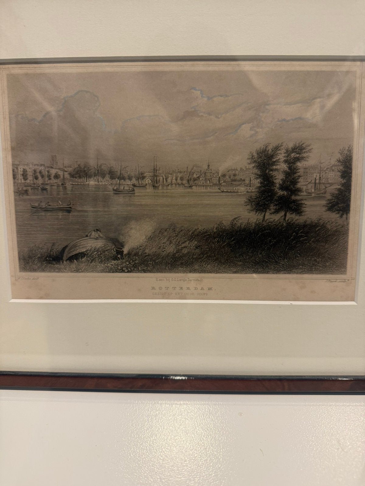 Antieke gravure Rotterdam Gezicht op het Oude Hoofd ca.1850, Ophalen