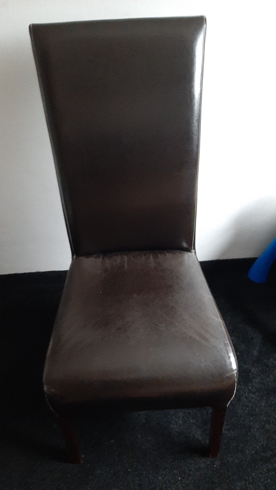 Bruine eetkamerstoel van leer 6 stuks, Huis en Inrichting, Stoelen, Ophalen, Gebruikt, Bruin, Leer