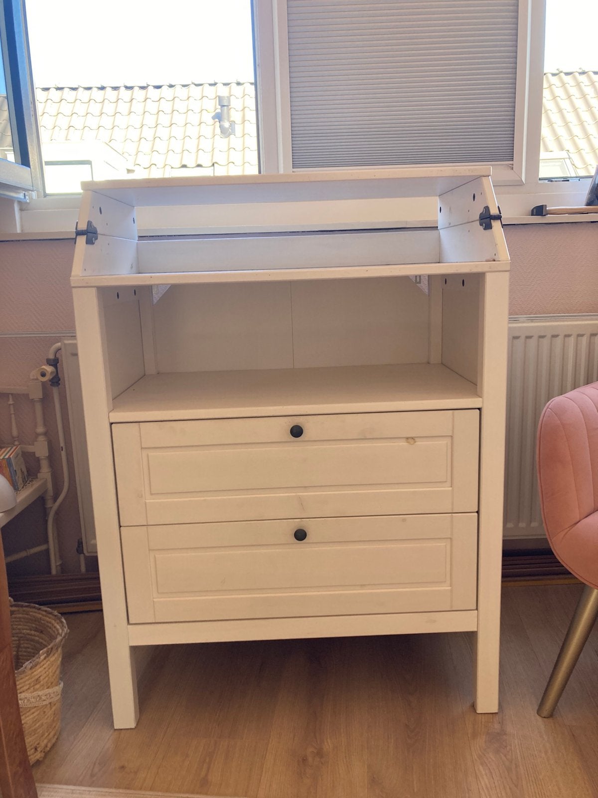 Baby Commode Sundvik Ikea met opklapbaar blad en 2 lades, Ophalen, Gebruikt, 50 tot 70 cm, 75 tot 100 cm