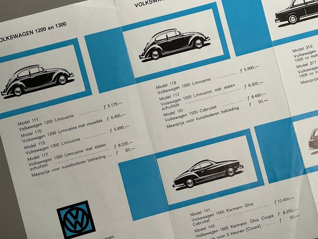 Volkswagen prijslijst  aug. 1966 (alle modellen), Ophalen of Verzenden, Zo goed als nieuw, Volkswagen