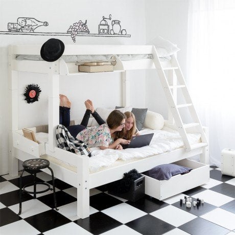 Toby 3-persoons stapelbed - 90x200 / 140x200  - Wit, Huis en Inrichting, Niet ingevuld, Niet ingevuld, Niet ingevuld