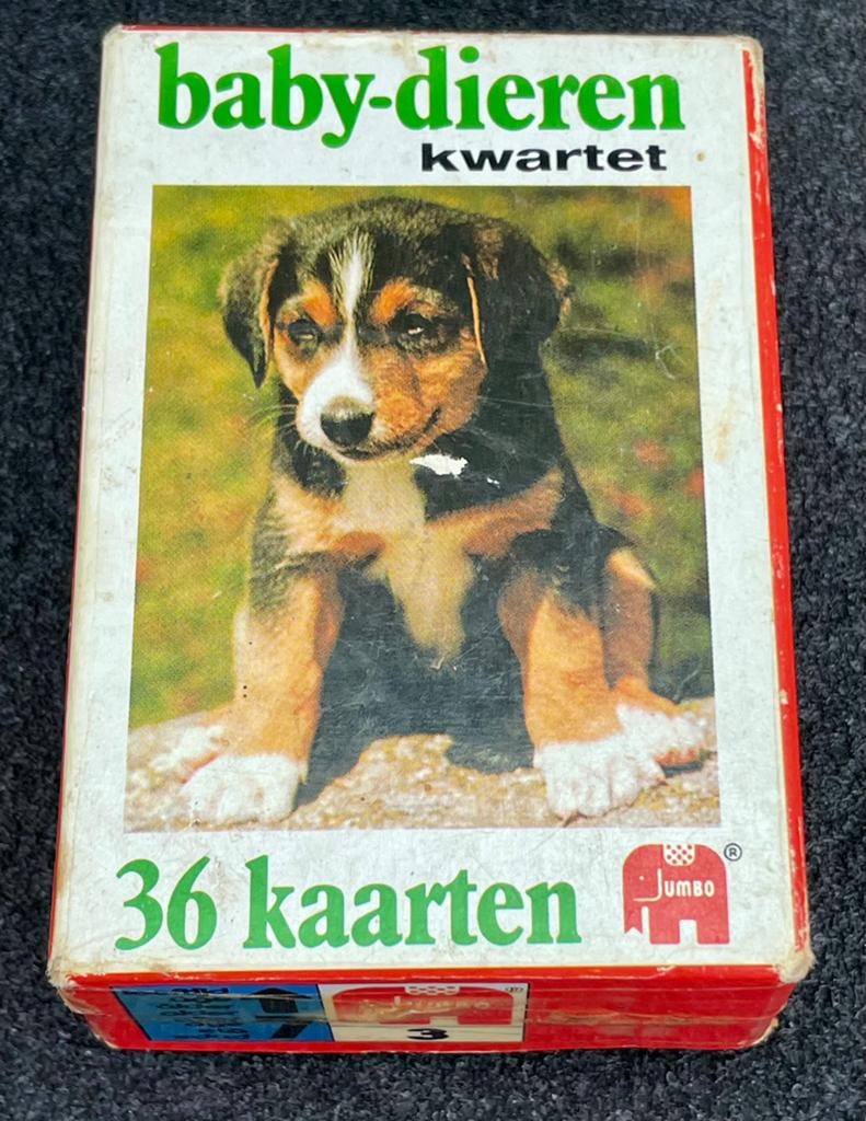 Vintage Jumbo Kleuterkwartetspel Baby-Dieren 1978, Drie of vier spelers, Ophalen of Verzenden, Gebruikt
